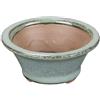 Vaso per bonsai rotondo in gres smaltato verde scuro 6,5x6,5x3 cm - SF30