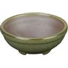 Vaso per bonsai rotondo in gres smaltato verde scuro 8,5x8,5x3 cm - ZX3