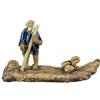 Statuina da compagnia per bonsai, anziano pescatore su zattera 9x2,5x5,5 cm - CC-9B