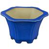 Vaso per bonsai esagonale in gres smaltato azzurro 9,5x9,5x7 cm - A27A