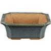 Vaso per bonsai rettangolare in gres smaltato blu-verde 13x10,5x4,5 cm - A23