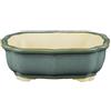 Vaso per bonsai ovale in gres smaltato blu-verde 14x9,5x4,5 cm - A22