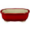 Vaso per bonsai ovale in gres smaltato rosso 14x9,5x4,5 cm - A11