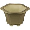 Vaso per bonsai esagonale in gres smaltato nocciola-senape 9,5x9,5x7 cm - A32