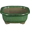 Vaso per bonsai Giapponese Morrisan rettangolare in gres smaltato verde scuro 10,5x9x4,5 cm - B03-3-6D