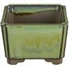 Vaso per bonsai Giapponese Morrisan quadrato in gres smaltato verde chiaro 9x9x5,5 cm - B03-3-2E
