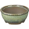 Vaso per bonsai Giapponese Morrisan rotondo in gres smaltato verde chiaro 10,5x10,5x4,5 cm - B03-3-5E