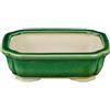 Vaso per bonsai rettangolare in gres smaltato verde 13,5x9,5x3,5 cm - YM32