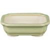 Vaso per bonsai rettangolare in gres smaltato verde chiaro 13,5x9,5x3,5 cm - YM33