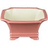 Vaso per bonsai quadrato in gres smaltato rosa 12x12x5,5 cm - A42