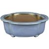 Vaso per bonsai ovale (forma mokko) in gres smaltato azzurro 15,5x13x5,5 cm - A018