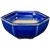 Vaso per bonsai esagonale in gres smaltato blu 6x6x2,5 cm - SF9