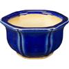 Vaso per bonsai esagonale in gres smaltato blu 6x6x3,5 cm - SF4