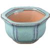 Vaso per bonsai esagonale in gres smaltato verde 6x6x3,5 cm - SF26