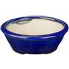Vaso per bonsai rotondo in gres smaltato blu 8x6,5x2,5 cm - SF10