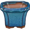 Vaso per bonsai quadrato in gres smaltato blu-verde scuro 8,5x8,5x6,5 cm - XC020