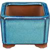 Vaso per bonsai quadrato in gres smaltato blu-verde scuro 9x9x6,5 cm - XC036