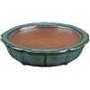 Vaso per bonsai rotondo (forma a fior di loto) in gres smaltato verde 6,5x6,5x2 cm - SF27