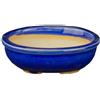 Vaso per bonsai rotondo in gres smaltato blu 7,5x7,5x2,5 cm - SF1