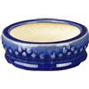 Vaso per bonsai rotondo in gres smaltato blu 8x8x3 cm - SF2