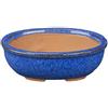 Vaso per bonsai ovale in gres smaltato blu 8x6x2,5 cm - SF34