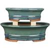 ZZZ Vasi per bonsai ovali in gres smaltati verde (Set da n.2 pezzi) - YM5