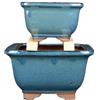 Vasi per bonsai quadrati in gres smaltati verde (Set da n.2 pezzi) - YM2