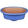 Vaso per bonsai ovale in gres smaltato blu 13,5x9,5x4 cm - ZX26