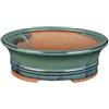 Vaso per bonsai ovale in gres smaltato verde 17,5x14,5x6 cm - YM5a