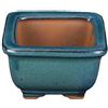 Vaso per bonsai quadrato in gres smaltato verde 8,5x8,5x5,5 cm - YM2b