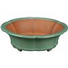 Vaso per bonsai rotondo (forma a fior di loto) in gres smaltato verde 17x17x5 cm - ZX68