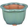 Vaso per bonsai rotondo (forma a fior di loto) in gres smaltato verde 9,5x9,5x7 cm - YM1b