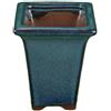 Vaso per bonsai quadrato (stile a cascata) in gres smaltato blu-verde scuro 6x6x9 cm - XC015