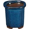 Vaso per bonsai rotondo in gres (stile a cascata) smaltato blu-verde scuro 7x7x8,5 cm - XC013