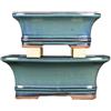Vasi per bonsai rettangolari in gres smaltati verde (Set da n.2 pezzi) - YM6