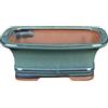Vaso per bonsai rettangolare in gres smaltato verde 11,5x7x4,5 cm - YM6b