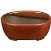 Vaso per bonsai Giapponese Morrisan ovale in gres smaltato marrone mogano 9,5x7,5x3,5 cm - B02-8-1F