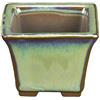 Vaso per bonsai Giapponese Morrisan quadrato in gres smaltato verde chiaro 5,5x5,5x4,5 cm - B02-8-2E