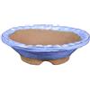 Vaso per bonsai Giapponese Morrisan rotondo in gres smaltato azzurro 11x11x3 cm - B01-24