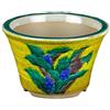 Vaso da collezione per bonsai Giapponese Kutani rotondo in gres smaltato manualmente 10,5x10,5x6,5 cm - B26-4