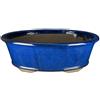 Vaso per bonsai ovale in gres smaltato blu 45,5x34,5x13,5 cm - ZM008b