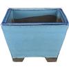 Vaso per bonsai quadrato in gres smaltato verde-blu 16x16x10,5 cm - BJ19b