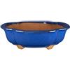 Vaso per bonsai ovale (forma mokko) in gres smaltato blu 36,5x28x9,5 cm - 2837b