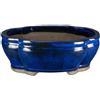Vaso per bonsai ovale (forma mokko) in gres smaltato blu 36,5x30x13,5 cm - ZM002a