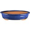 Vaso per bonsai ovale in gres smaltato blu 45,5x34,5x8 cm - 2938b