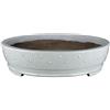 Vaso per bonsai rotondo in gres smaltato bianco effetto crepato 36x36x6,5 cm - TY73b