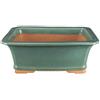 Vaso per bonsai rettangolare in gres smaltato verde 35,5x25x14,5 cm - ZM006a