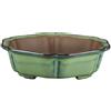 Vaso per bonsai esagonale in gres smaltato verde 15,5x15,5x4 cm - ZX66G