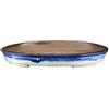 Vaso per bonsai ovale in gres smaltato blu-bianco 46,5x34,5x4,5 cm - TY100d