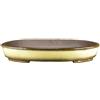 Vaso per bonsai ovale in gres smaltato giallo senape-marrone 45x33x4 cm - TY113d